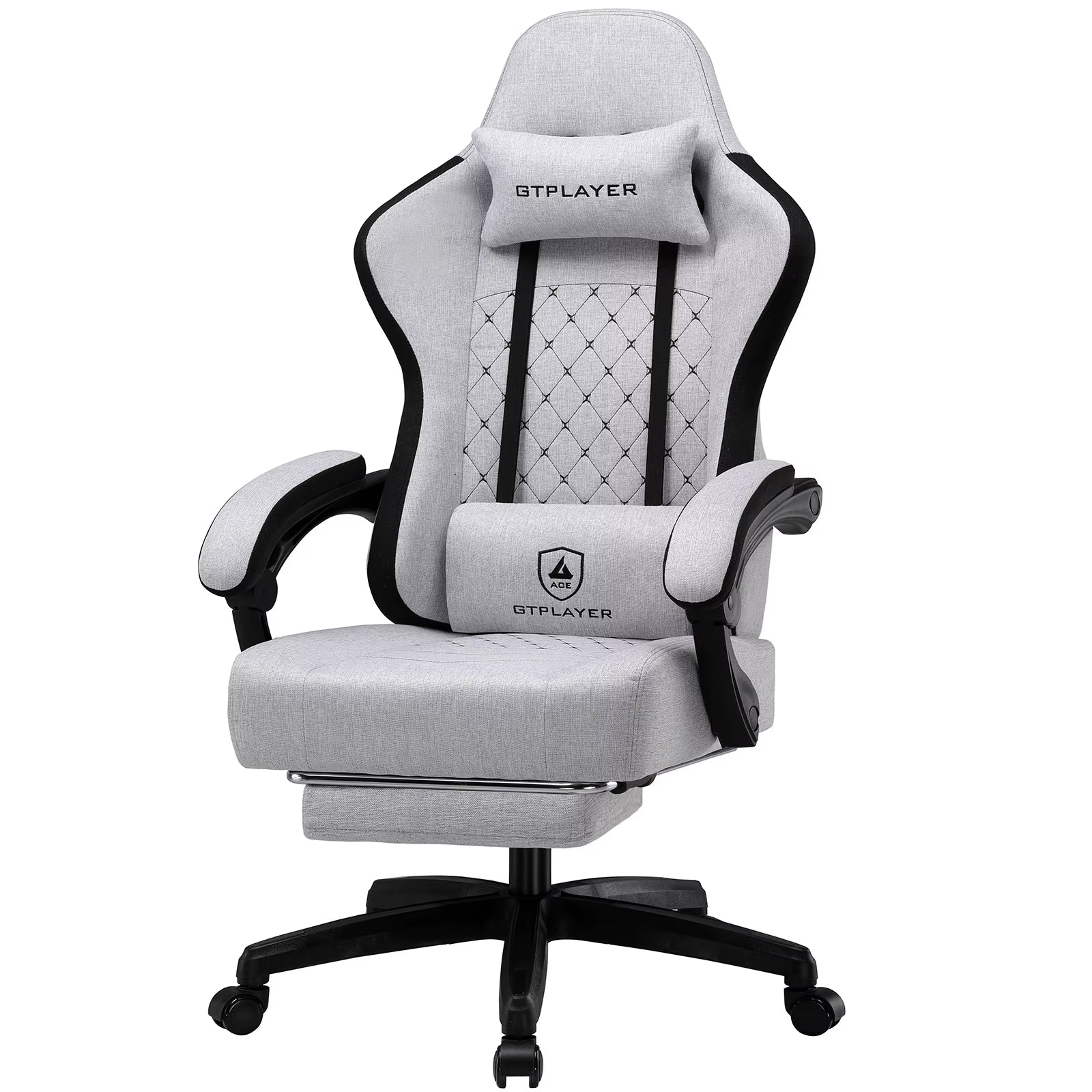 GTPLAYER Gaming Chair Ergonomischer Gaming Sessel Schreibtischstuhl Mit Stoffoberfläche, Federsitzkissen, Verbindungsarmlehnen