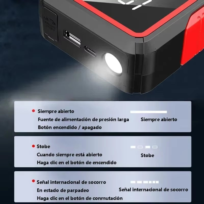 2000 a 12 V Auto-Starthilfe-Powerbank – Tragbarer Batterie-Booster-Pack Für Tote Fahrzeuge, Usb-Ladegerät Für Telefone, Notstrom