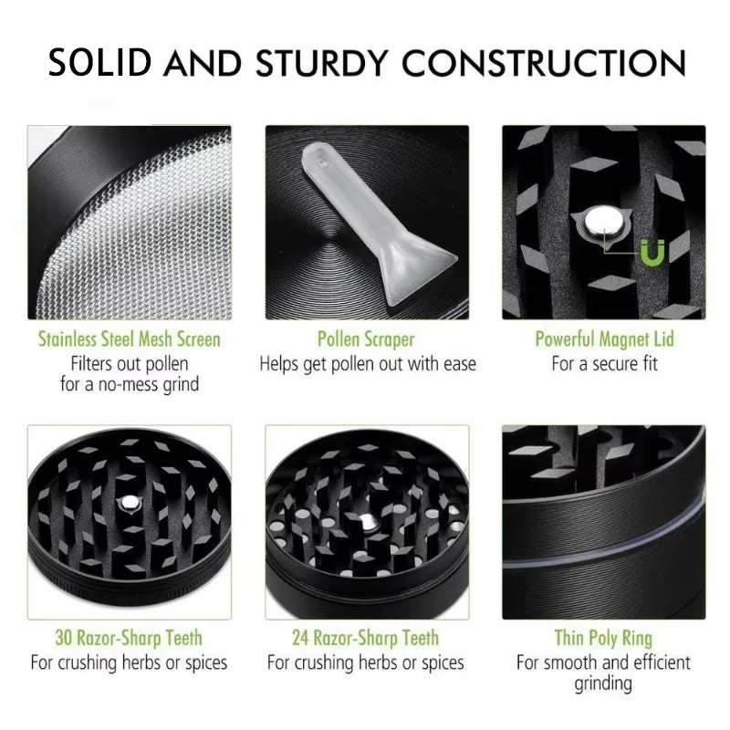 Mini-Kräutermühlen Aus Metall Zum Rauchen, 4 Schichten, 63 Mm Mühle, Zinklegierung, Tabak, Trockenes Kräutergras, Mühle, Rauchbrecher-Zubehör