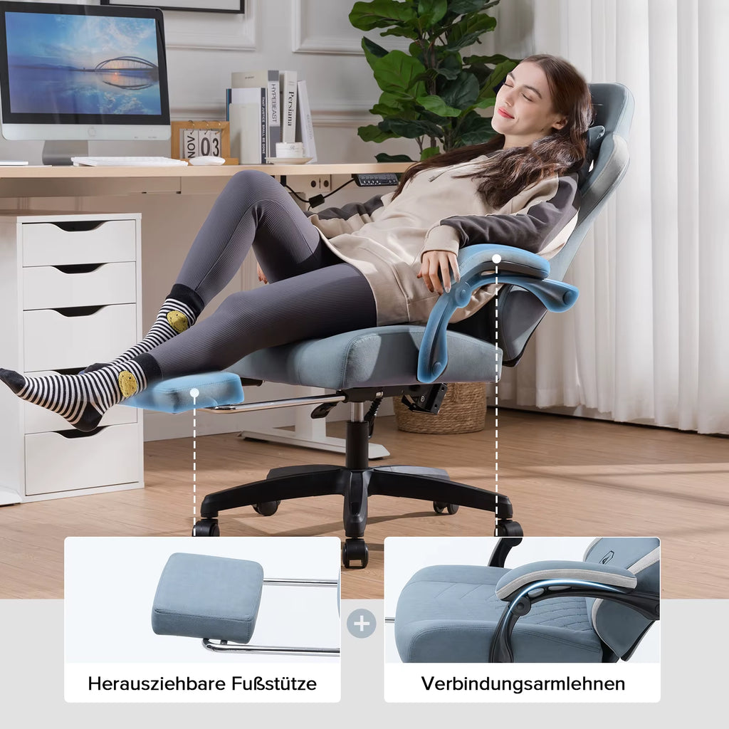 GTPLAYER Gaming Chair Ergonomischer Gaming Sessel Schreibtischstuhl Mit Stoffoberfläche, Federsitzkissen, Verbindungsarmlehnen